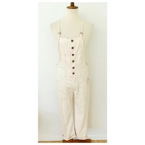 Anthropologie Ivory Cream Pilcro Painters Denim Overalls